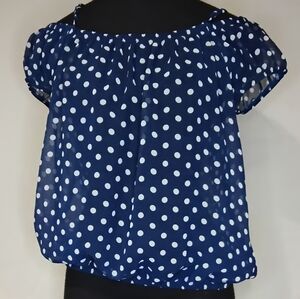 Iris Basic Navy Polka Dot Blouse